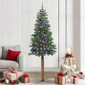 Vidaxl slanke kerstboom groen 210 cm pvc en massief dennenhout