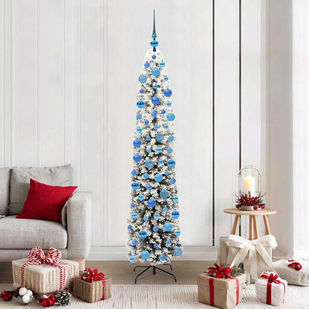 Vidaxl kunstkerstboom met led-verlichting groen en wit 180 cm