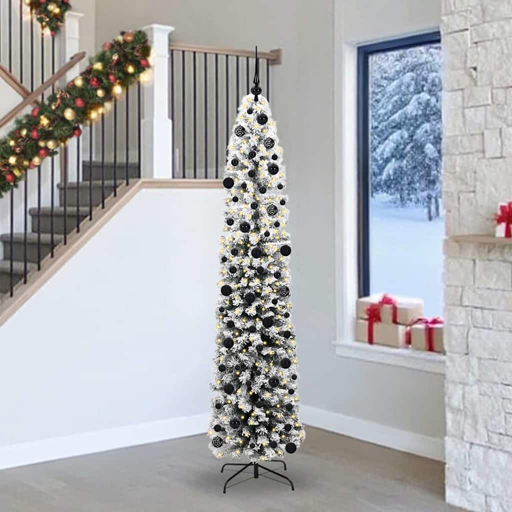 Vidaxl kunstkerstboom met led-verlichting groen en wit 240 cm