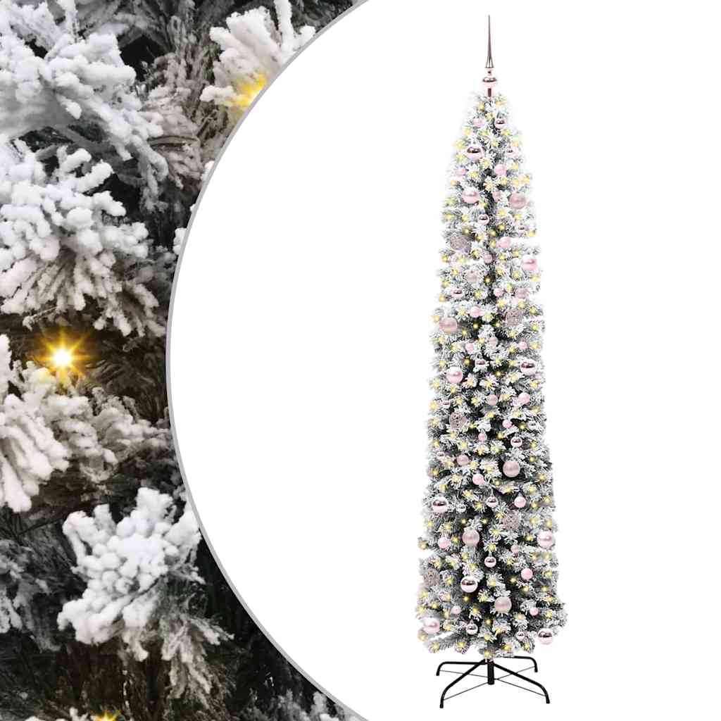 Vidaxl kunstkerstboom met led-verlichting groen en wit 240 cm