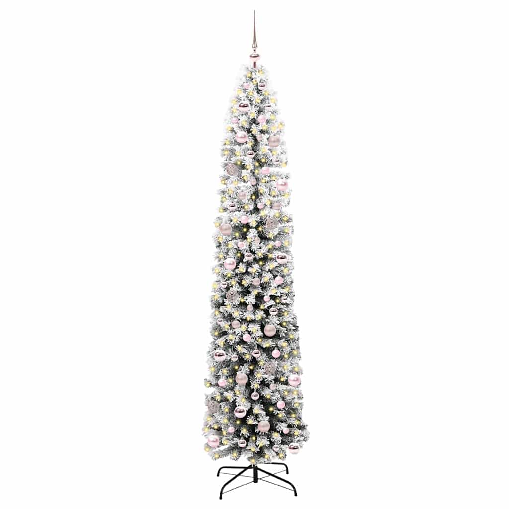 Vidaxl kunstkerstboom met led-verlichting groen en wit 240 cm