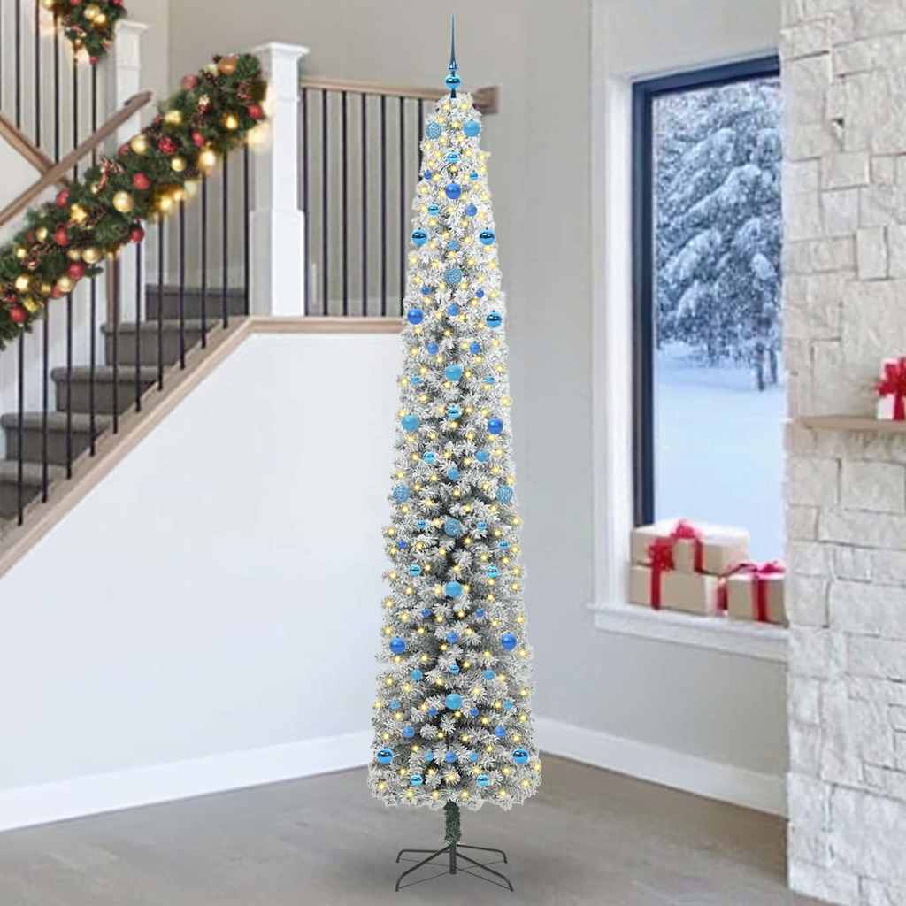 Vidaxl kunstkerstboom met led-verlichting groen en wit 270 cm