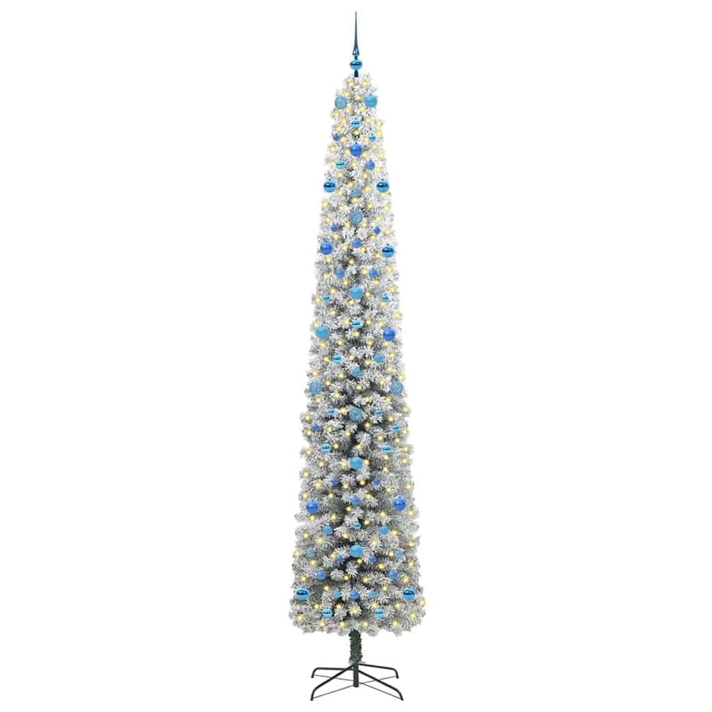 Vidaxl kunstkerstboom met led-verlichting groen en wit 270 cm