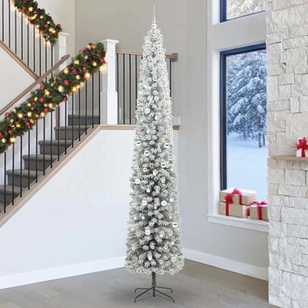 Vidaxl kunstkerstboom met led-verlichting groen en wit 300 cm