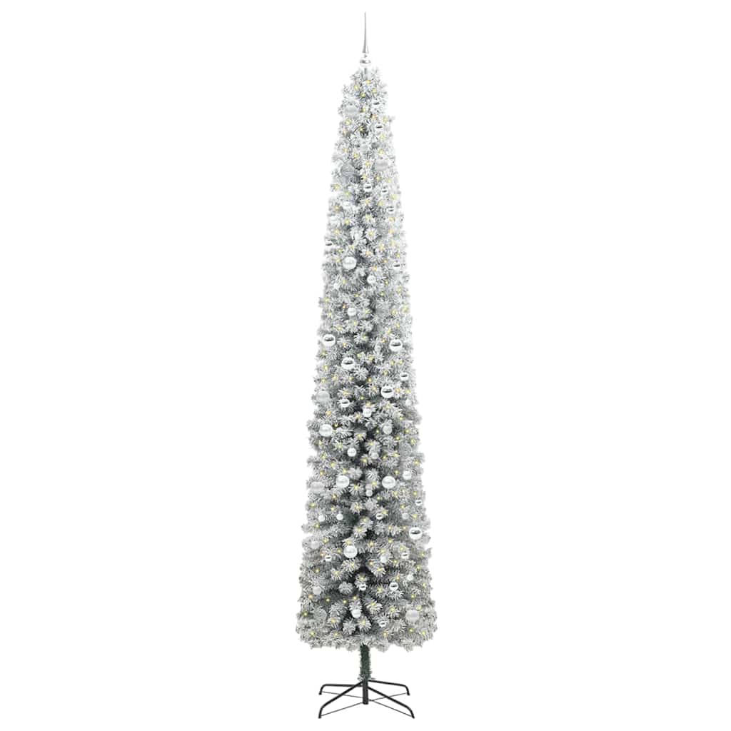 Vidaxl kunstkerstboom met led-verlichting groen en wit 300 cm
