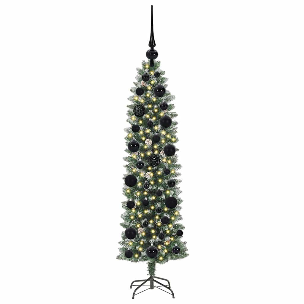 Vidaxl kunstmatige slanke kerstboom groen en wit 120 cm