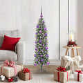 Vidaxl kunstmatige slanke kerstboom met 150 led groen en wit 120 cm