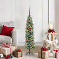 Vidaxl kunstmatige slanke kerstboom groen en wit 120 cm