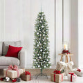 Vidaxl kunstmatige slanke kerstboom met 300 led groen en wit 180 cm