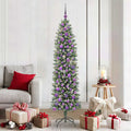 Vidaxl kunstmatige slanke kerstboom met 300 led groen en wit 180 cm