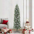Vidaxl kunstmatige slanke kerstboom met 300 led groen en wit 210 cm