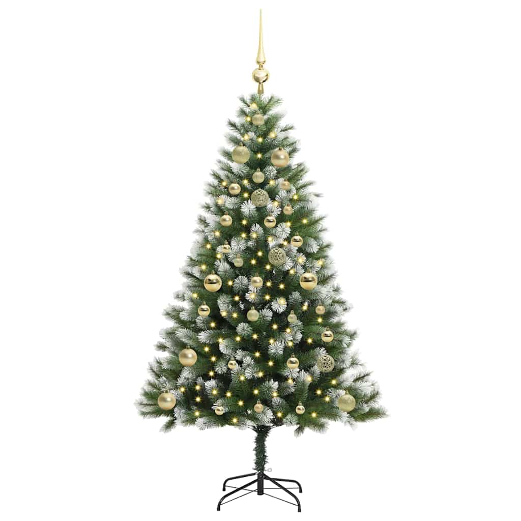 Vidaxl kunstmatige scharnierende kerstboom met bedekte sneeuw warmwit