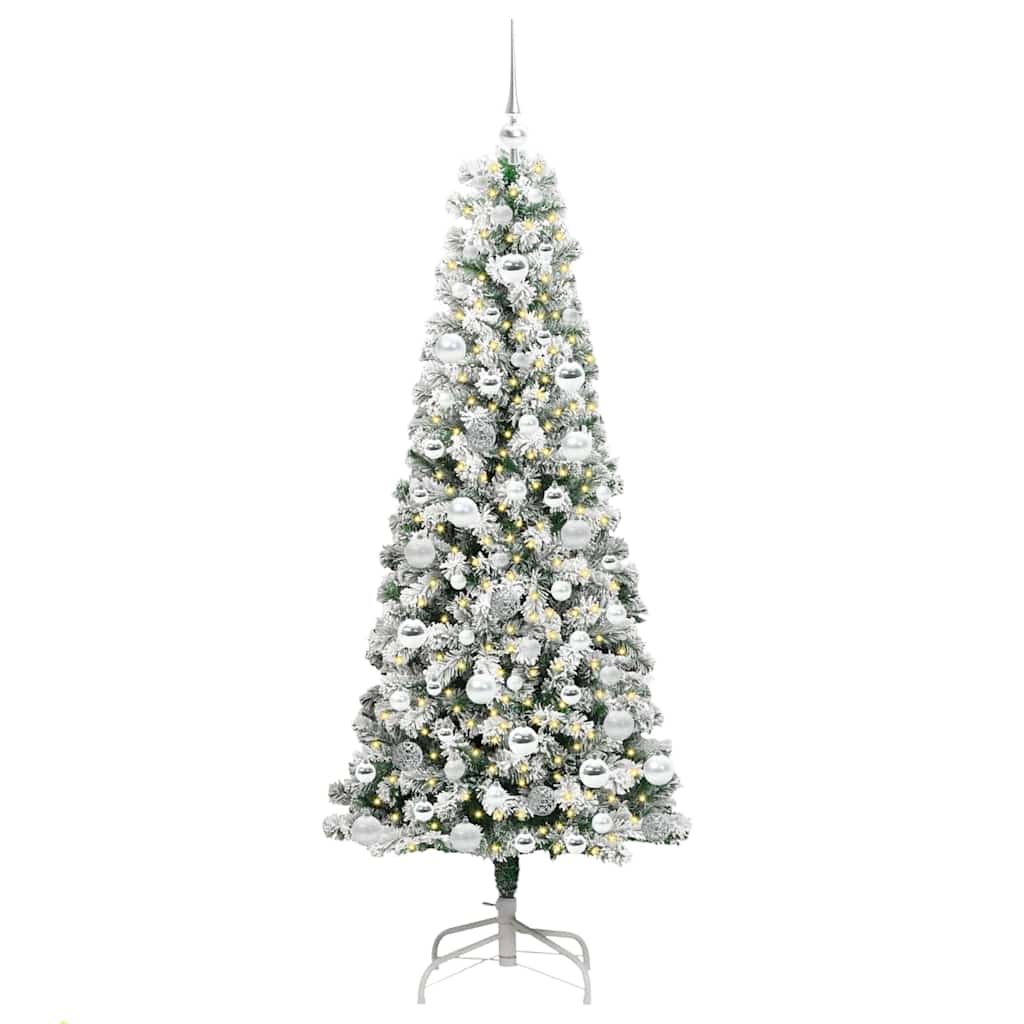 Vidaxl kunstmatige inklapbare kerstboom 300 led's groen en wit 180 cm