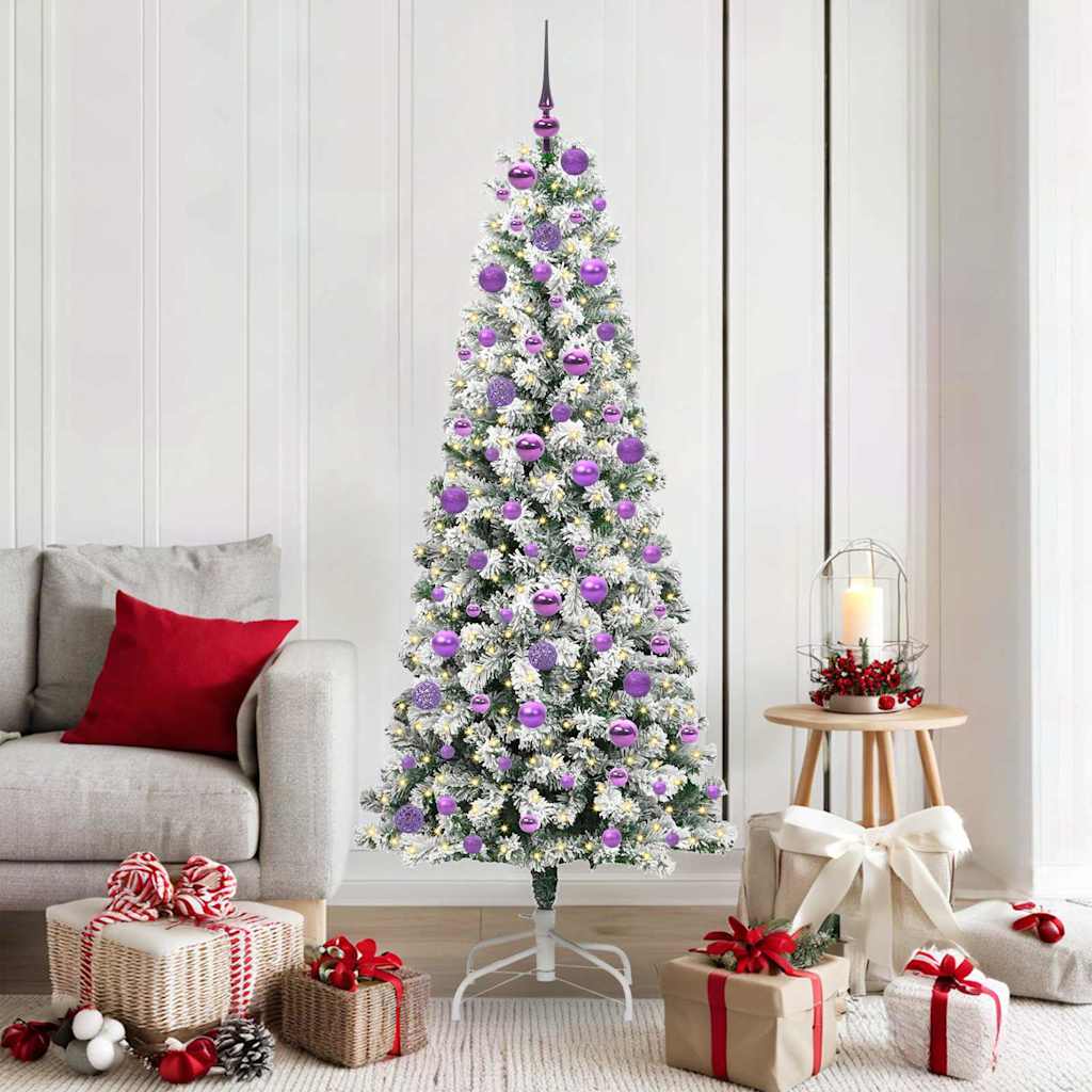 Vidaxl kunstmatige inklapbare kerstboom 300 led's groen en wit 180 cm