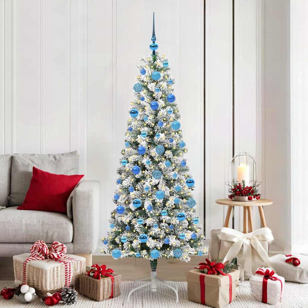 Vidaxl kunstmatige inklapbare kerstboom 300 led's groen en wit 180 cm