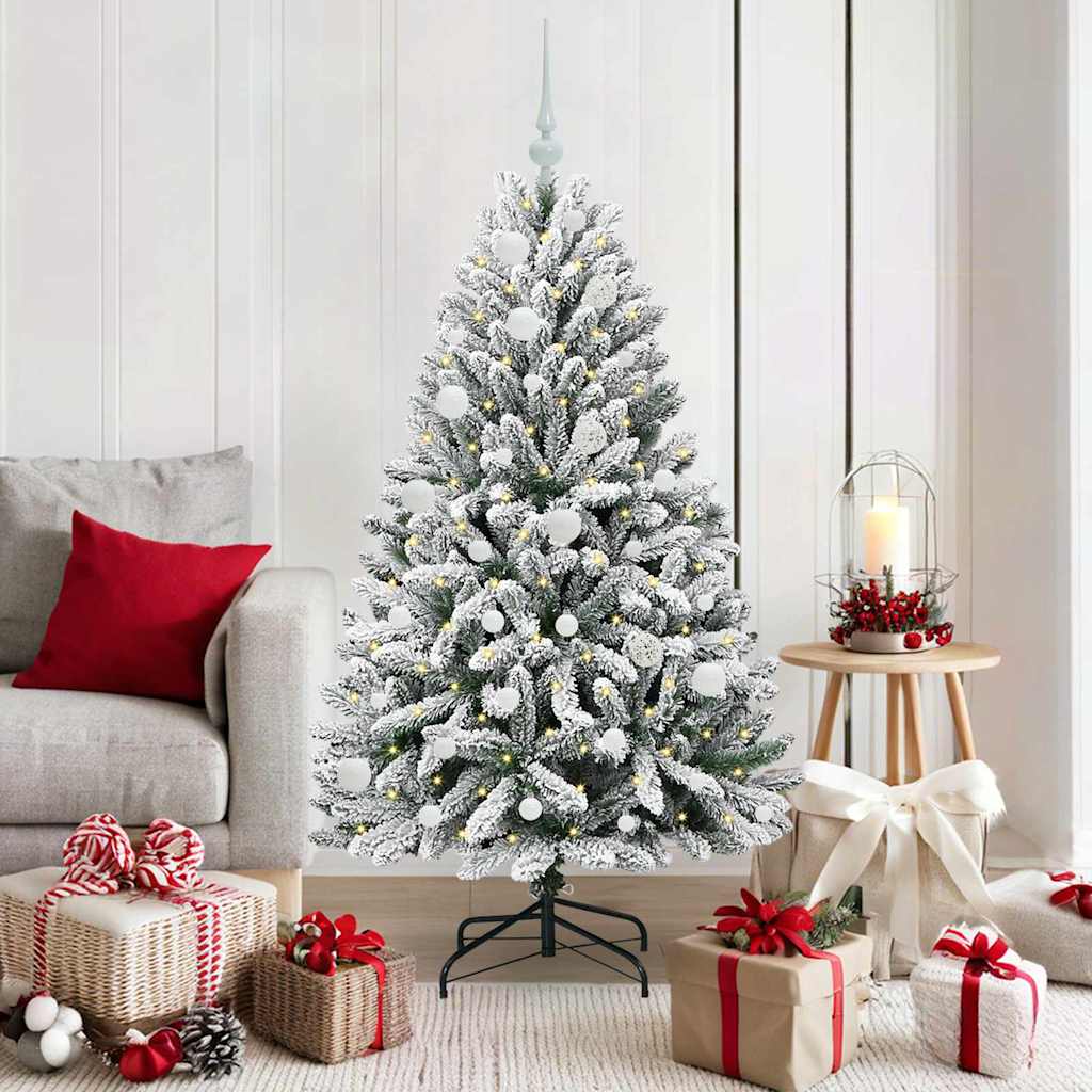 Vidaxl kunstkerstboom met 150 led groen en wit 150 cm pvc en metaal