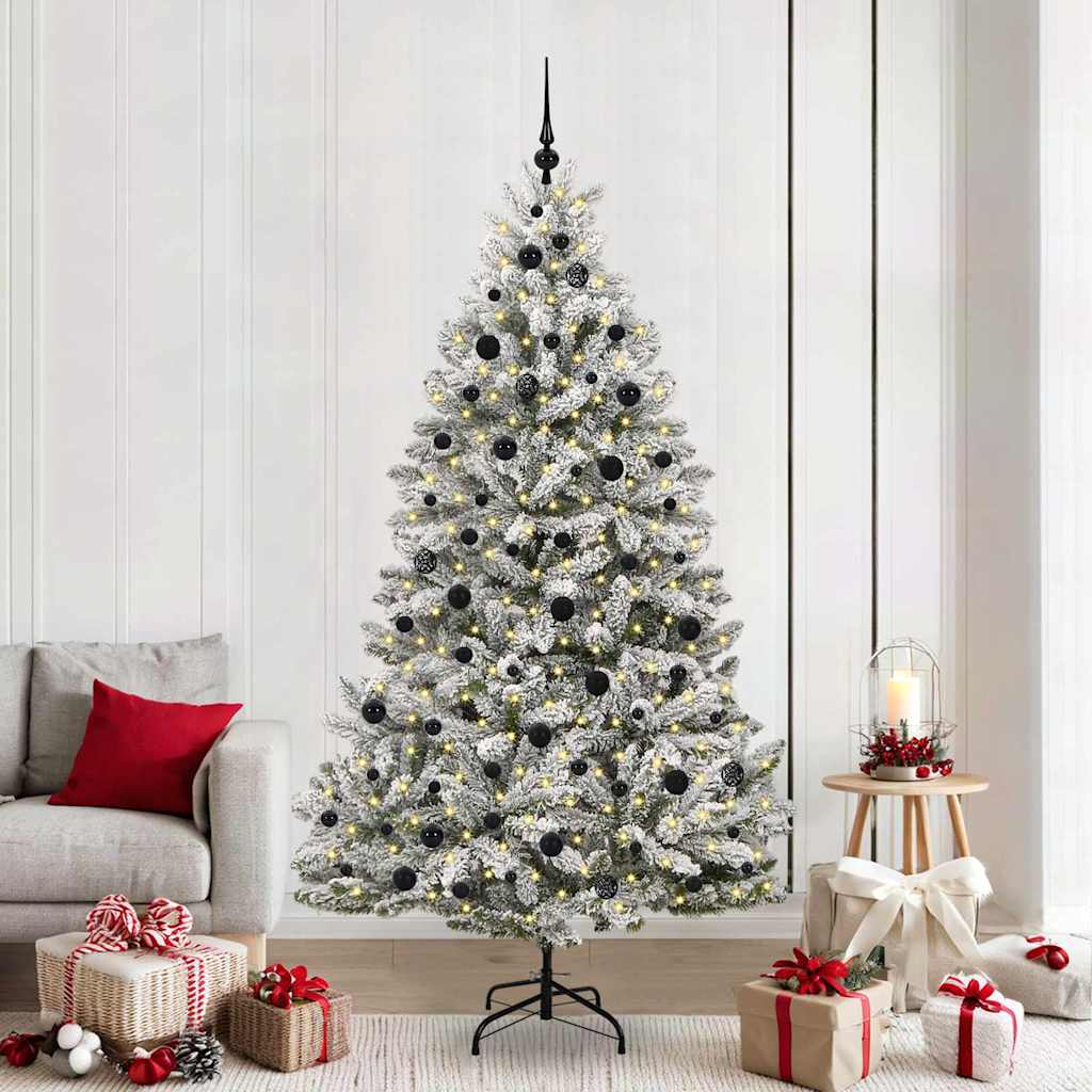 Vidaxl kunstkerstboom met 300 led groen en wit 210 cm pvc en metaal