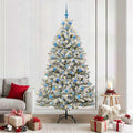 Vidaxl kunstkerstboom met 300 led groen en wit 210 cm pvc en metaal