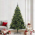Vidaxl kunstkerstboom met scharnier 300 leds groen 210 cm pvc en pe
