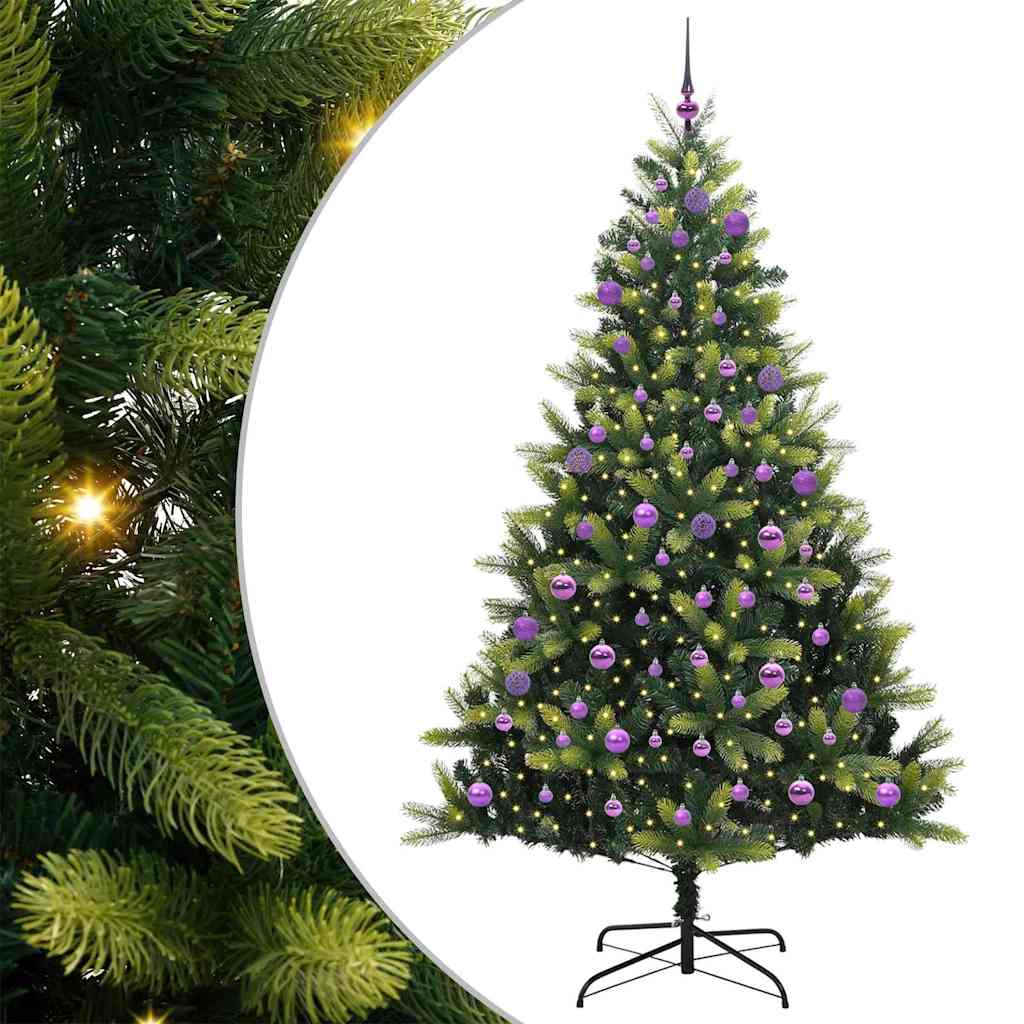 Vidaxl kunstkerstboom met scharnier 300 leds groen 240 cm pvc en pe