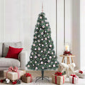 Vidaxl kunstkerstboom met verlichting en ballenset groen 180 cm pet