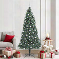 Vidaxl kunstmatige voorverlichte kerstboom met ballenset groen 210 cm