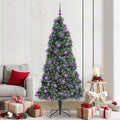 Vidaxl kunstkerstboom met verlichting en ballenset groen 210 cm pet
