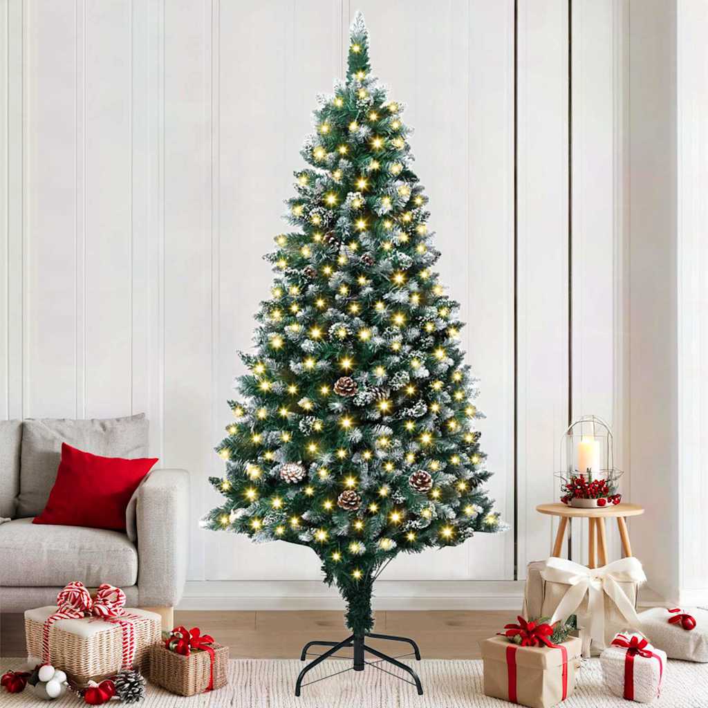 Vidaxl kerstboom met ledverlichting groen en wit 180 cm