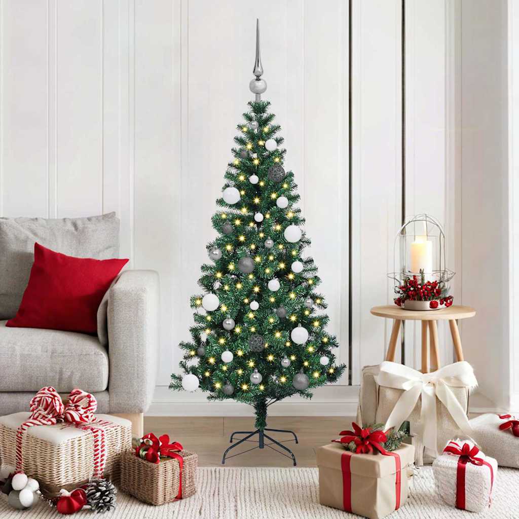 Vidaxl kunstmatig voorverlicht kerstboom groen 150 cm pvc en metaal