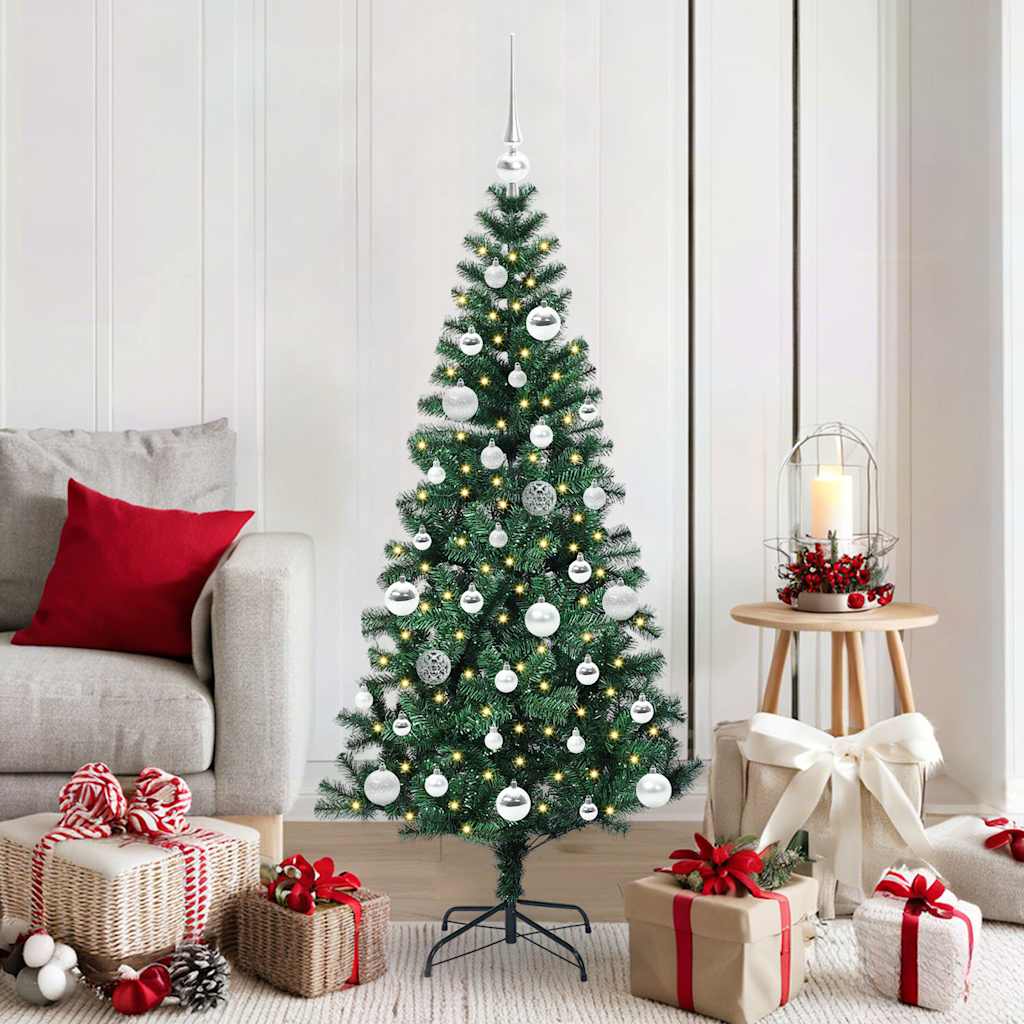 Vidaxl kunstmatig voorverlicht kerstboom groen 150 cm pvc en metaal