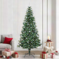 Vidaxl kunstmatig voorverlicht kerstboom groen 240 cm pvc en metaal