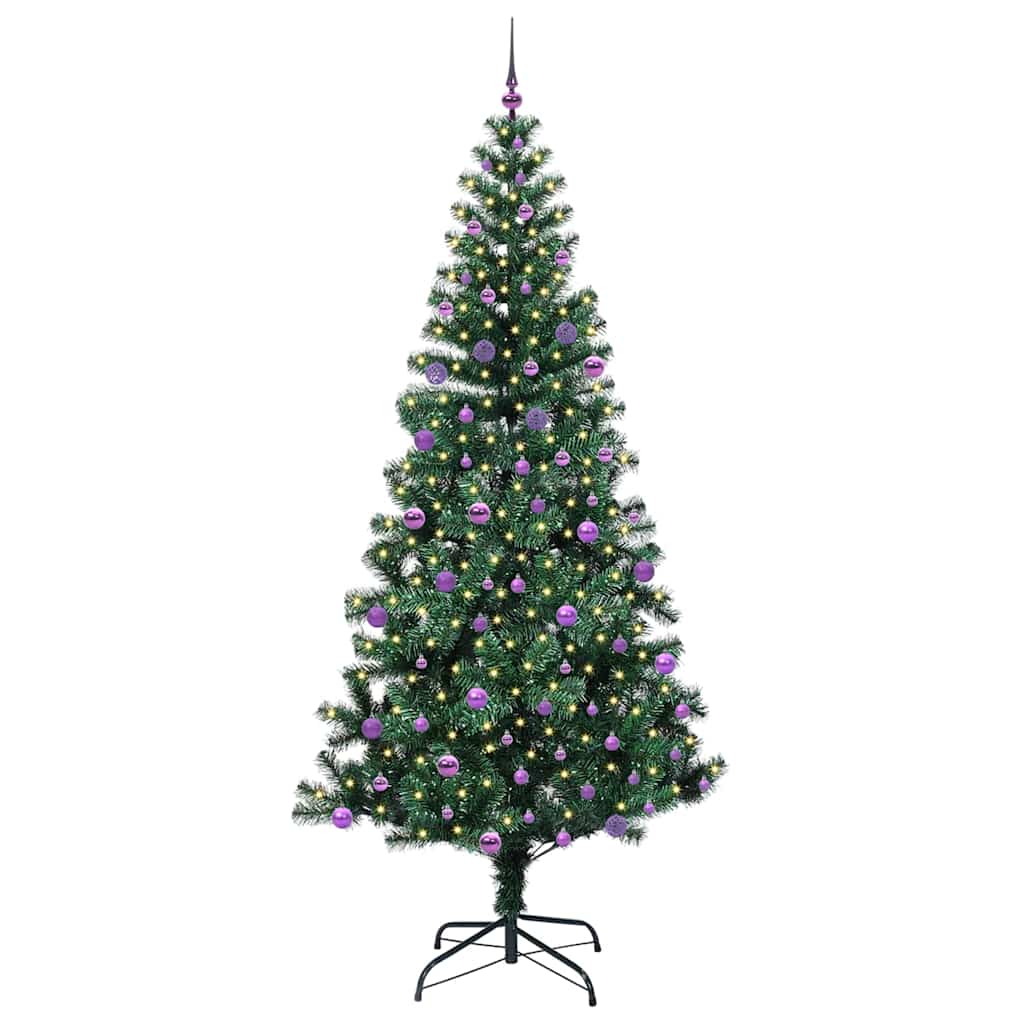 Vidaxl kunstmatig voorverlicht kerstboom groen 240 cm pvc en metaal