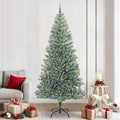 Vidaxl kunstmatige kerstboom sneeuw gevlochten met led licht 240 cm