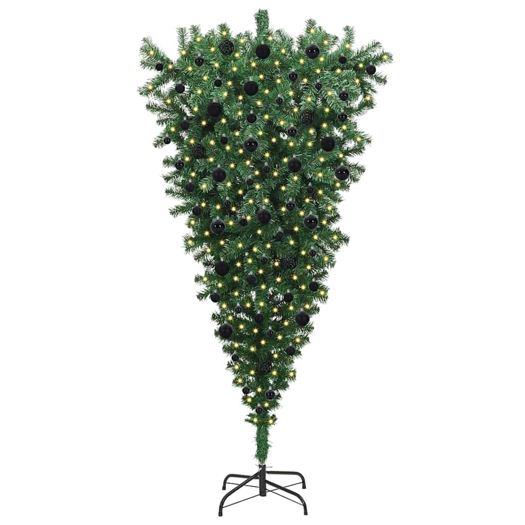 Vidaxl ondersteboven kunst kerstboom met ballenset groen 180 cm pvc