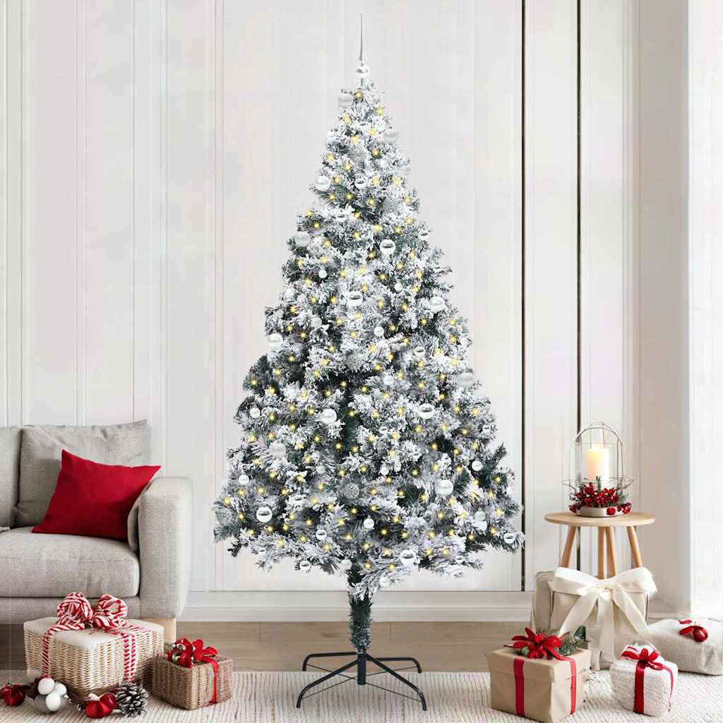 Vidaxl kunstkerstboom wit 240 cm pvc en staal en kunststof