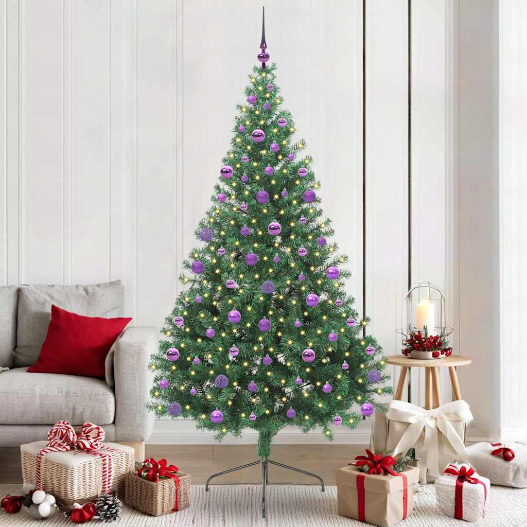 Vidaxl kunstmatig voorverlicht kerstboom groen 210 cm pvc