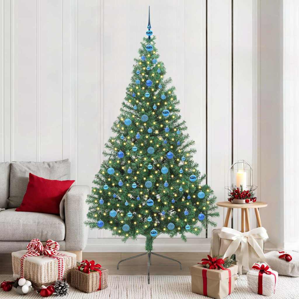 Vidaxl kunstmatig voorverlicht kerstboom groen 210 cm pvc