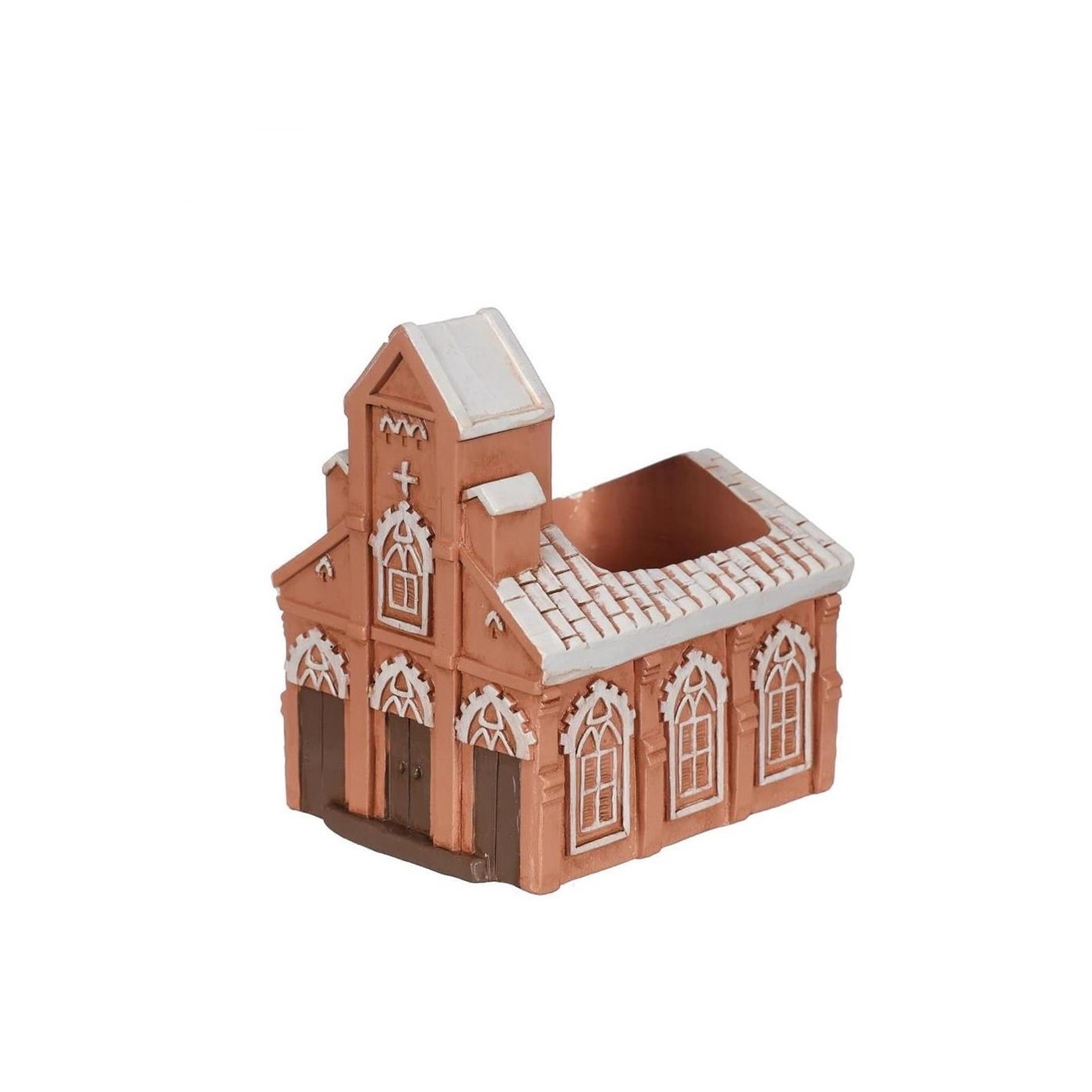 Ideas 4 seasons kerk bloempot 10,3x8,7xh.11,4cm roze