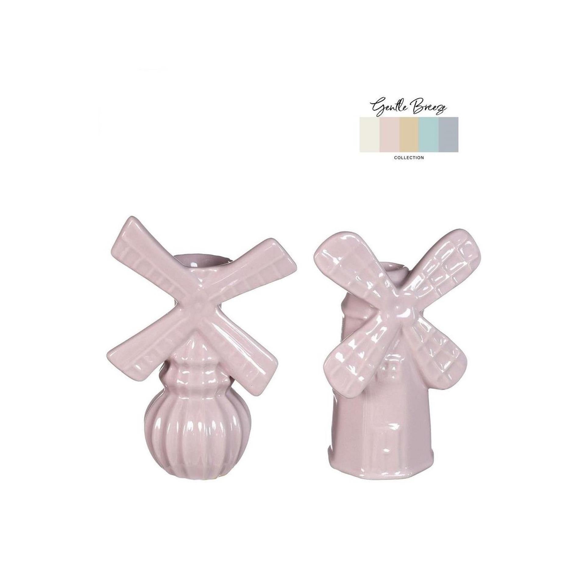 Ideas 4 seasons vaas windmolen h15,5cm 2 ass zachtroze