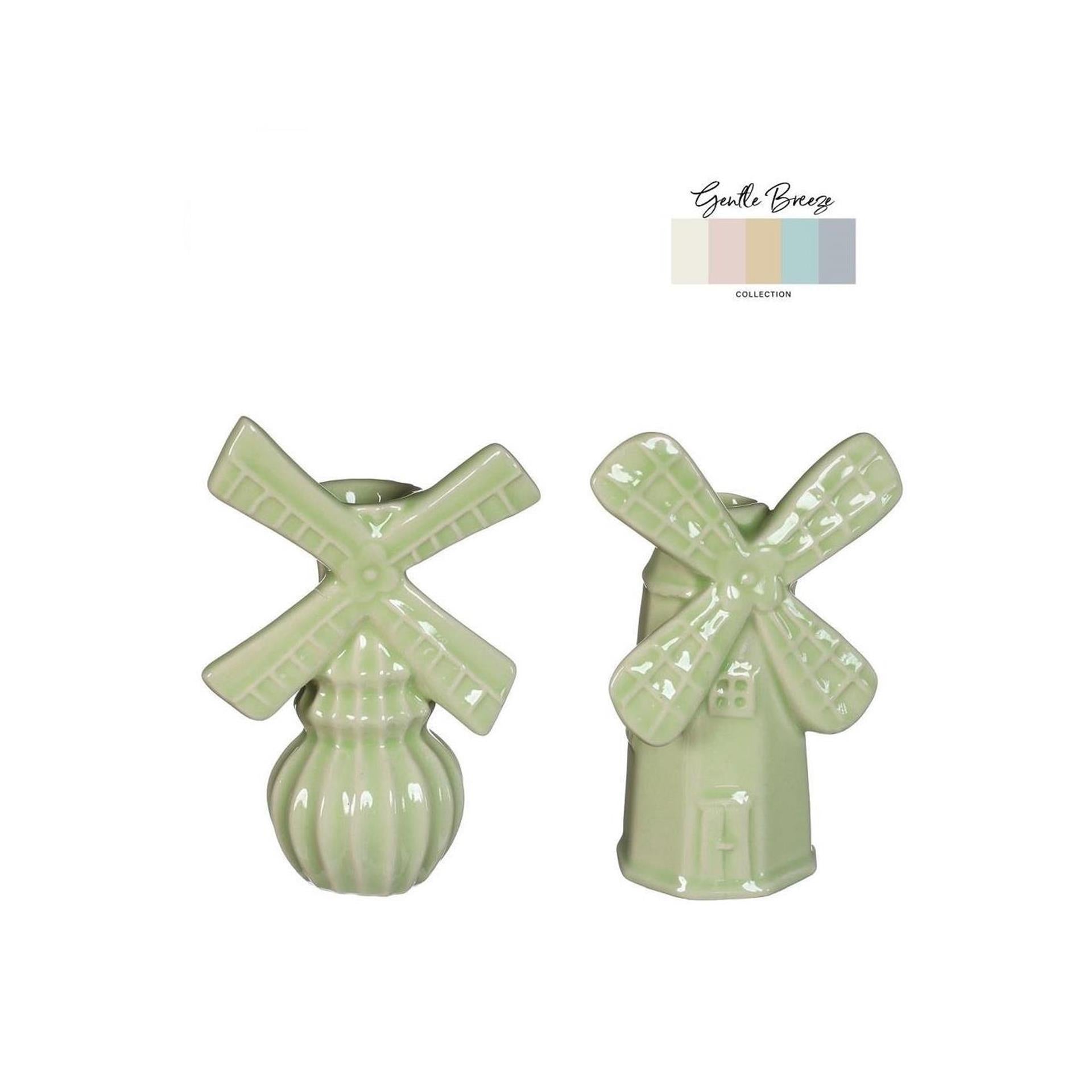 Ideas 4 seasons vaas windmolen h15,5cm 2 ass linde groen