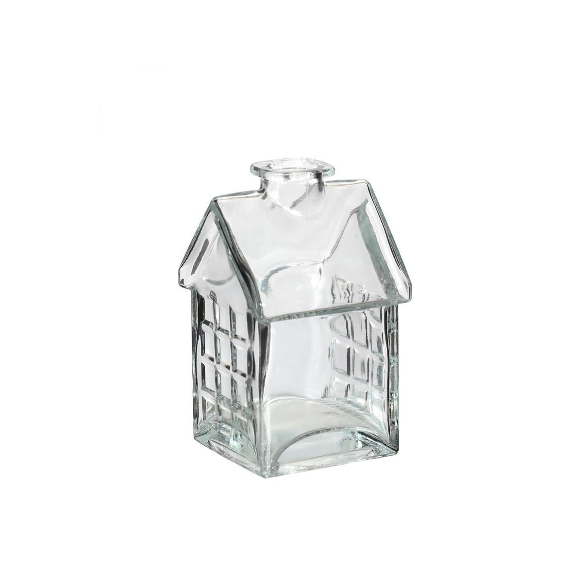Ideas 4 seasons vaas glazen huisje 7x7,5xh12cm