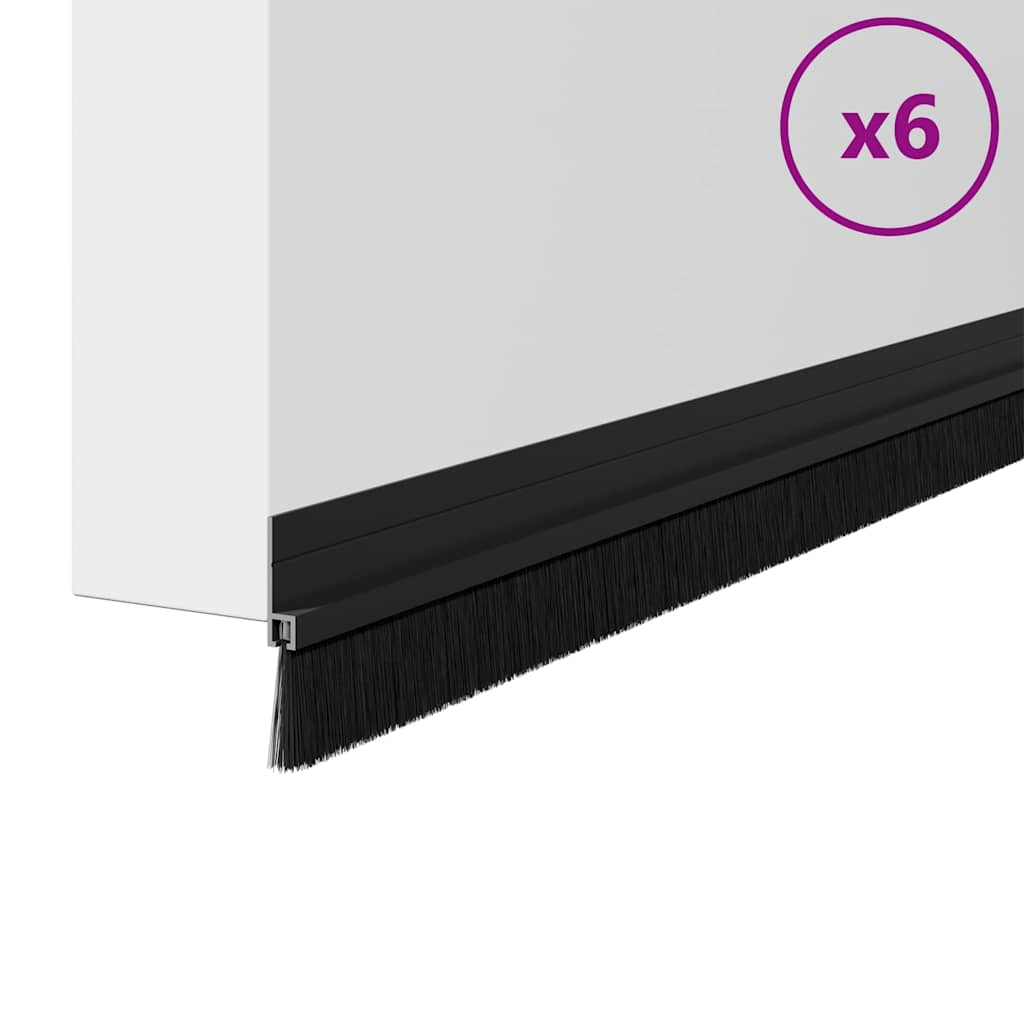Vidaxl zelfklevende deurborstels 6 pcs zwart 100 cm aluminium legering