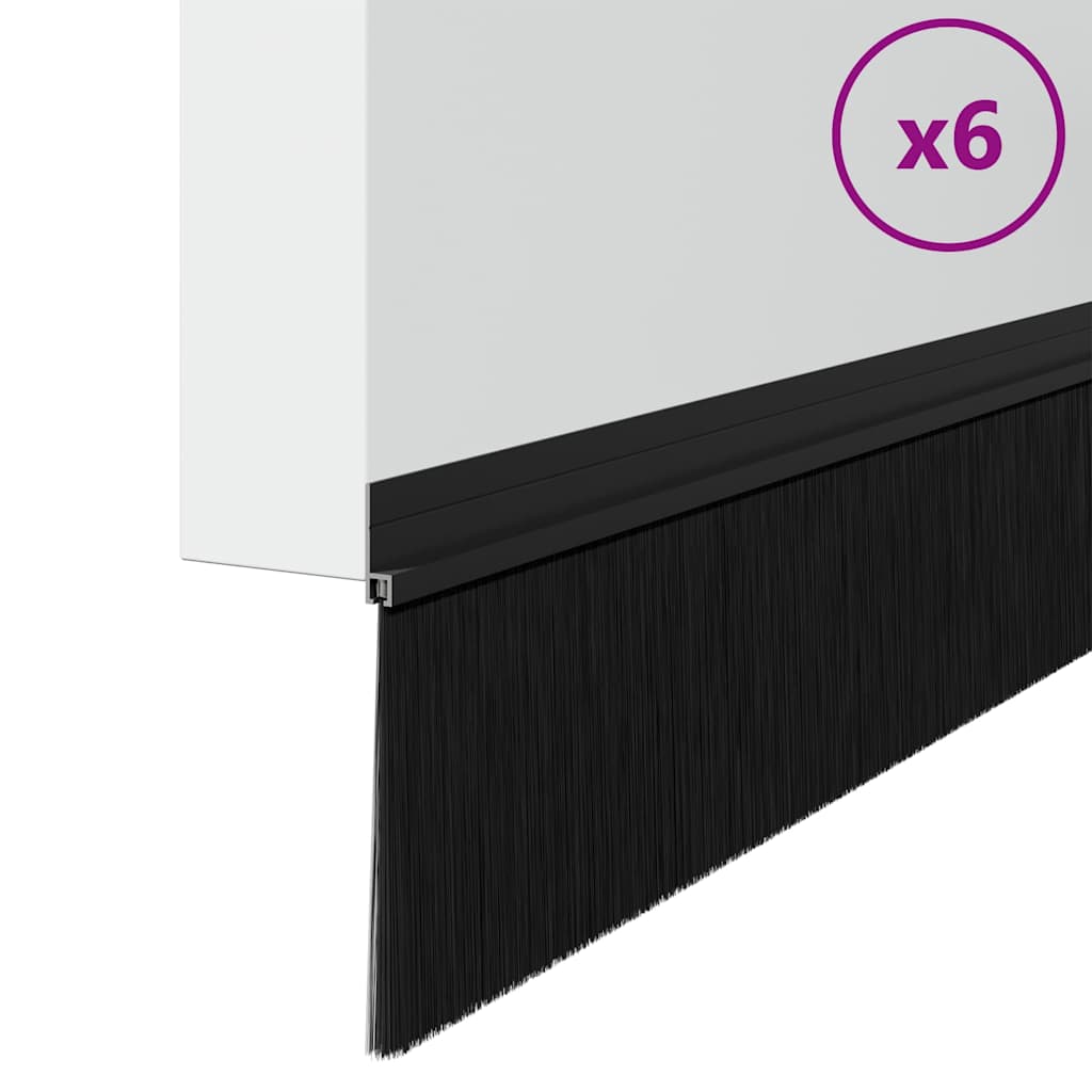 Vidaxl zelfklevende deurborstels 6 pcs zwart 100 cm aluminium legering