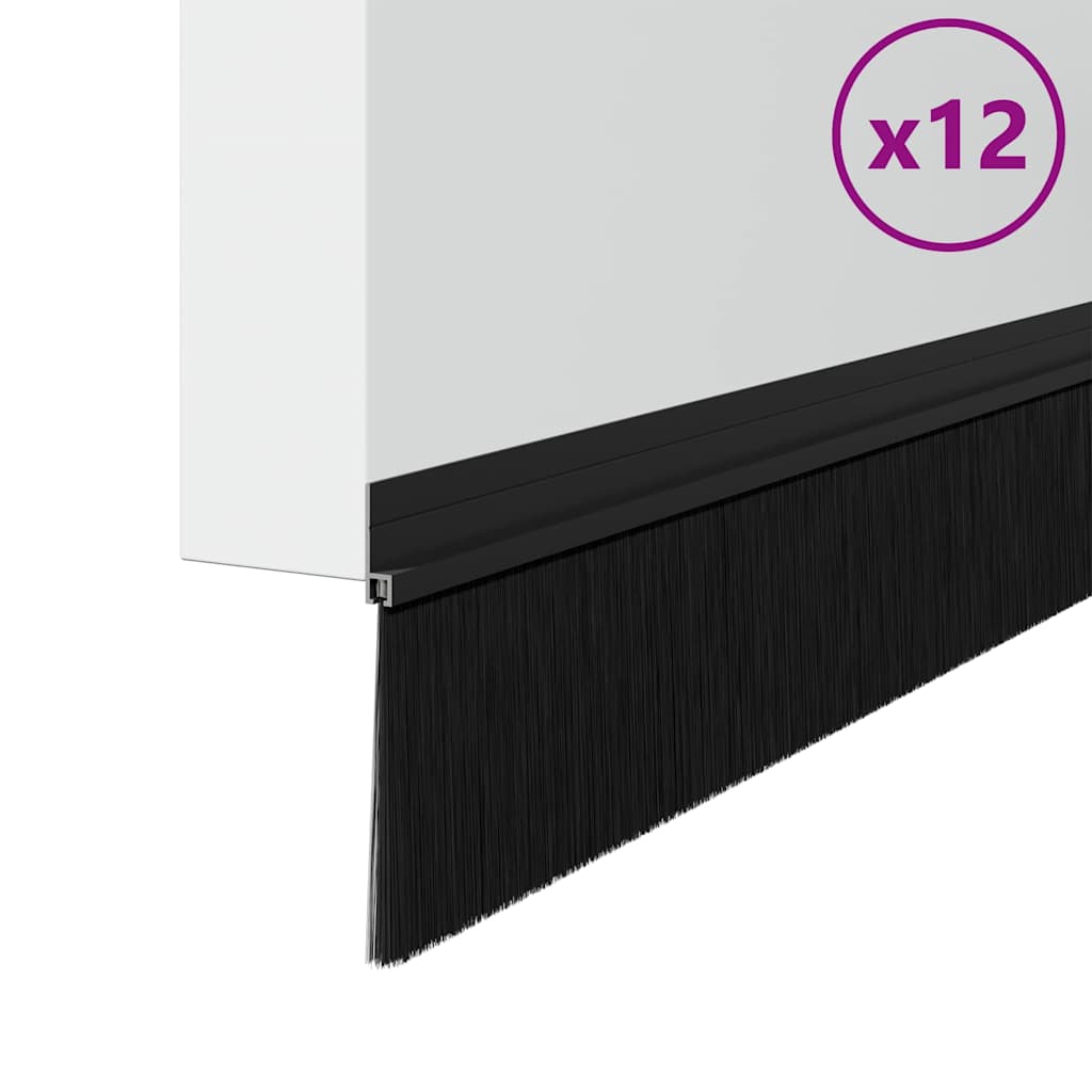 Vidaxl zelfklevende deurborstels 12 pcs zwart 100 cm
