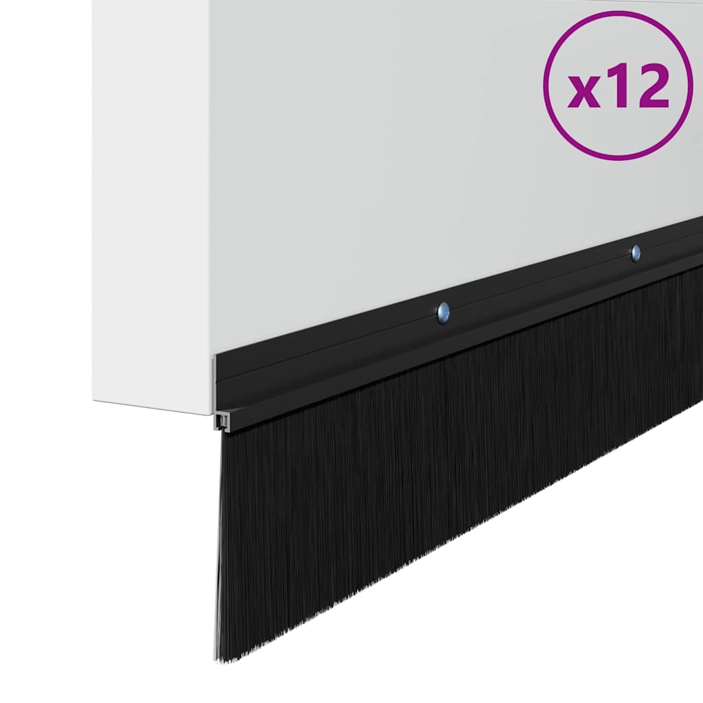 Vidaxl schroefbare deurborstelafsluitingen 12 pcs zwart 100 cm