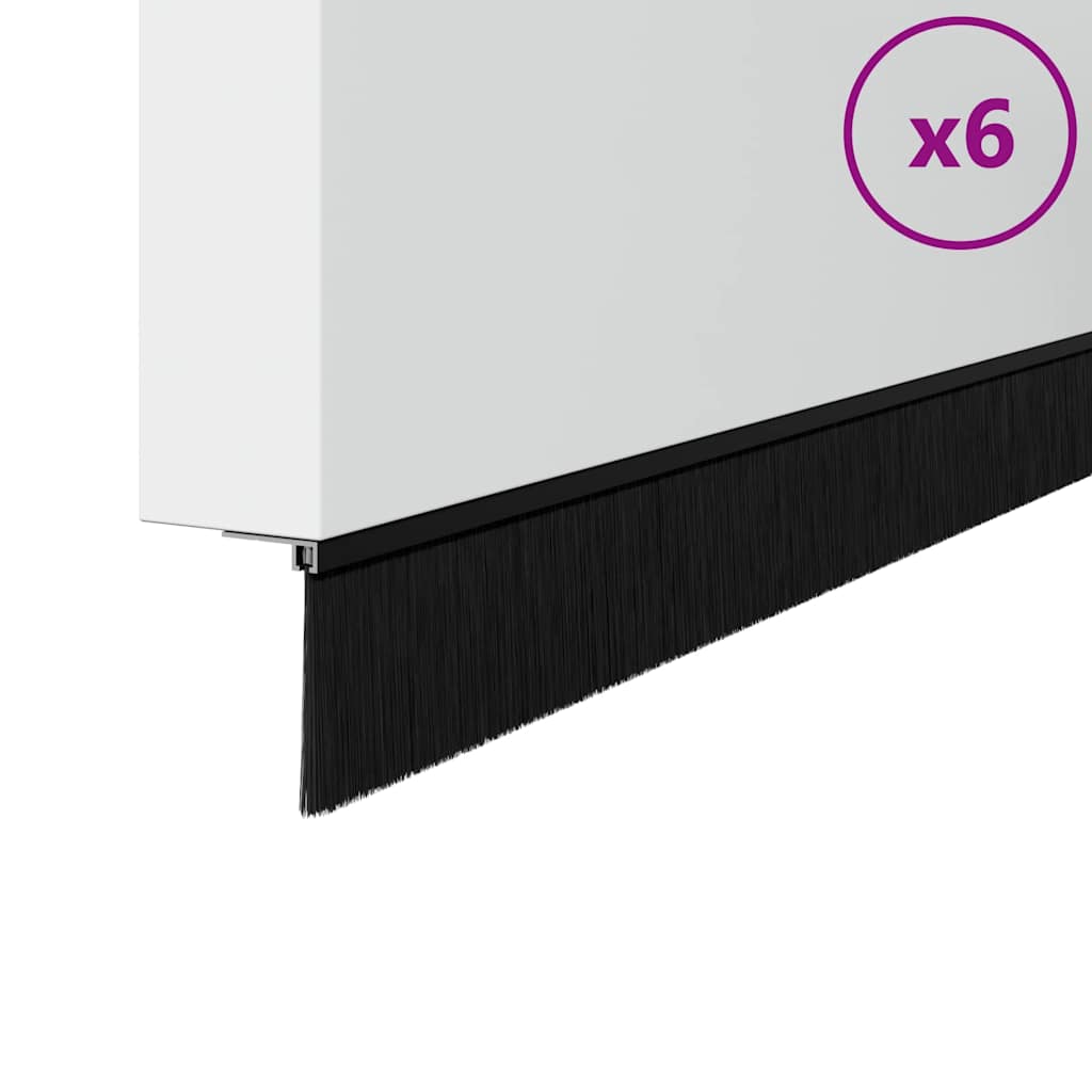 Vidaxl schroefbare deurborstelafsluitingen 6 pcs zwart 100 cm