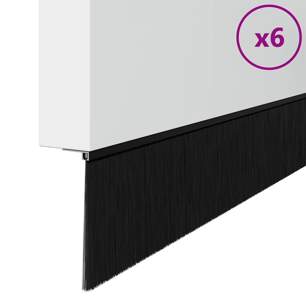 Vidaxl schroefbare deurborstelafsluitingen 6 pcs zwart 100 cm