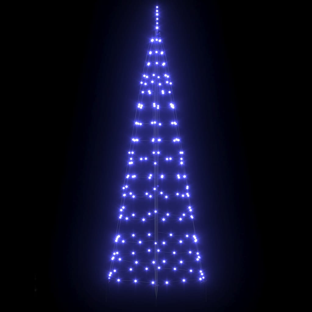 Vidaxl led kerstboom met grondspiesjes met 390 led blauw 250 cm ijzer