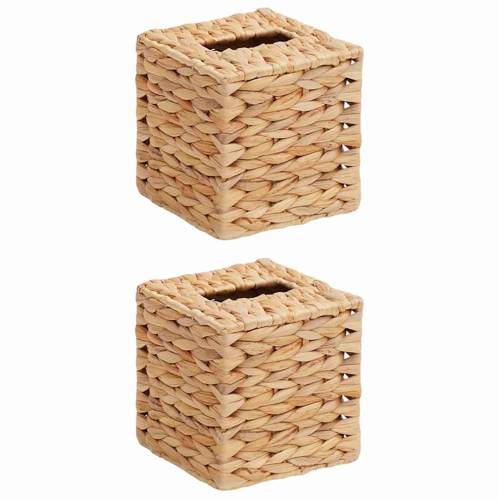 Vidaxl tissueboxhoezen 2 pcs waterhyacint 14,5 x 14,5 x 15 cm naturel
