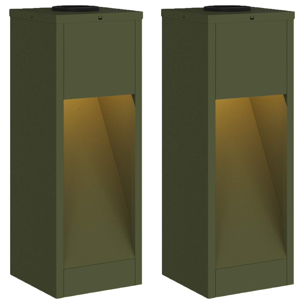Vidaxl zonne led padverlichting 2 pcs olijf groen koudgewalst staal